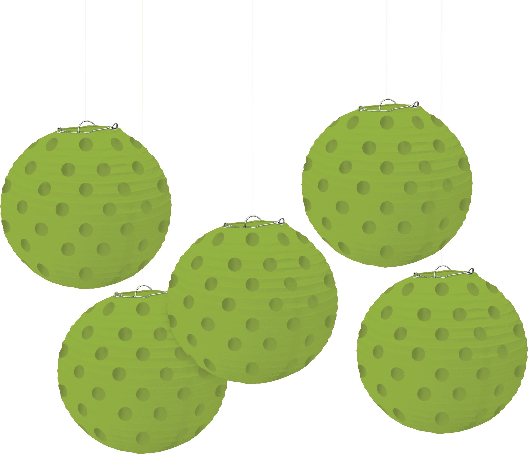 Mini lanternes en papier à pois, paq. 5 Front_Flat