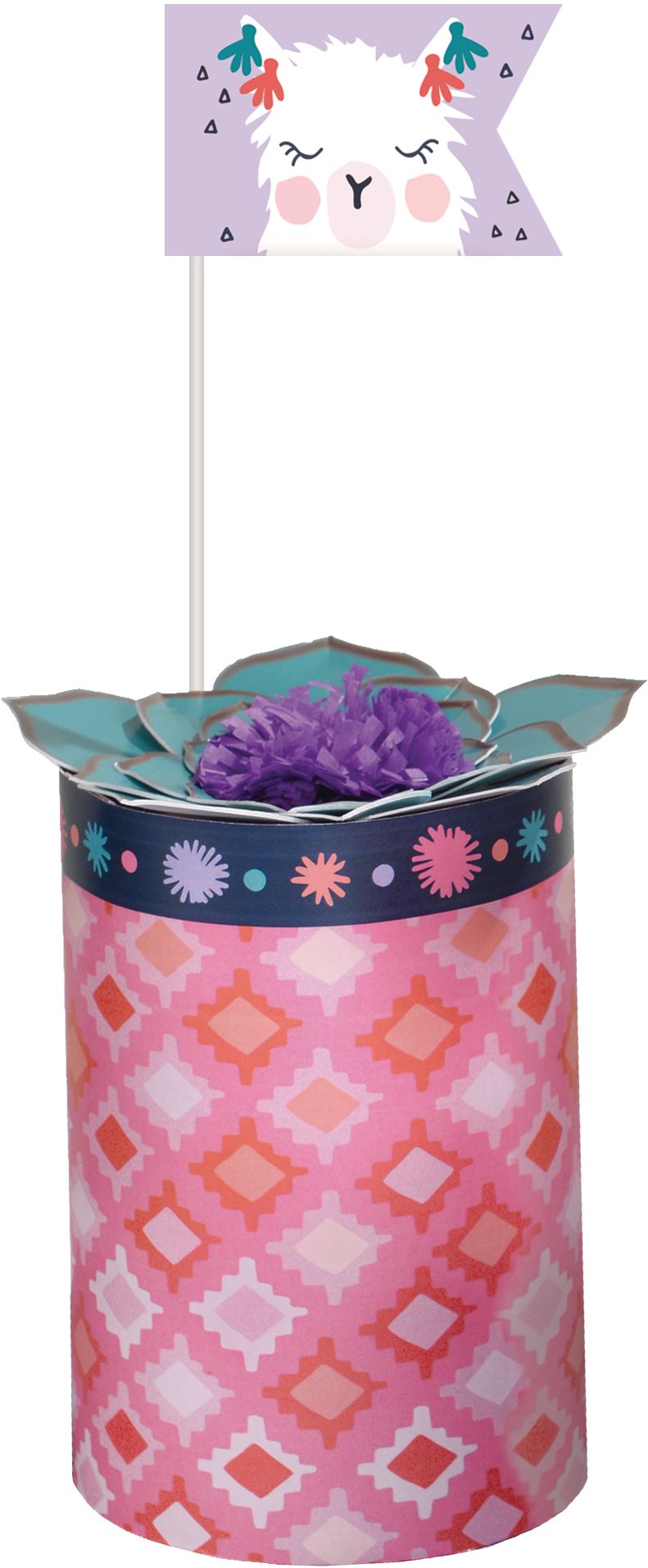 Llama Fun Birthday Party Table Centerpiece Decoration Kit, 3-pc Front_Flat