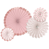 Éventails en papier or rose, paq. 4 Front_Flat