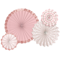Blush Bride Fan Hanging Sign Decorations, Rose Gold, 16-in, 4-pk, for Wedding Front_Flat