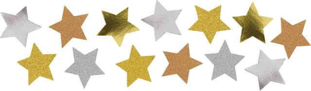 Giant Copper, Gold, & Silver Confetti Stars, 48-pk Front_Flat