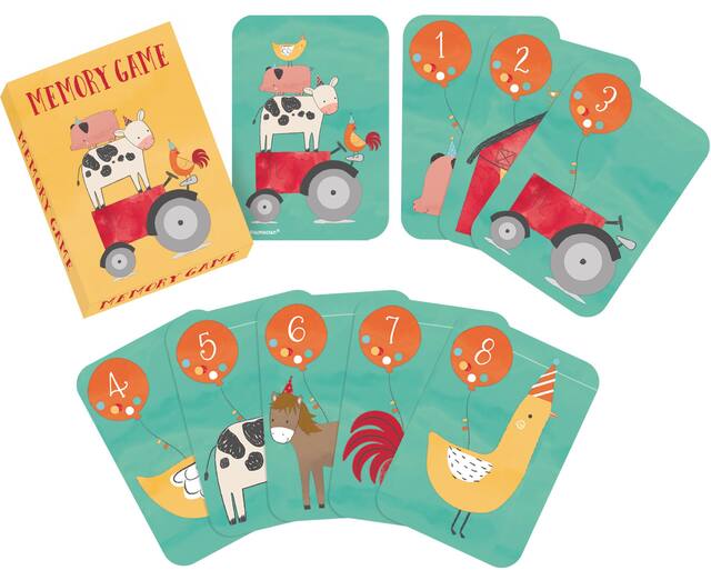 Friendly Farm Memory Match Games for Birthday Party Favours, 8-pk Overhead_Flat
