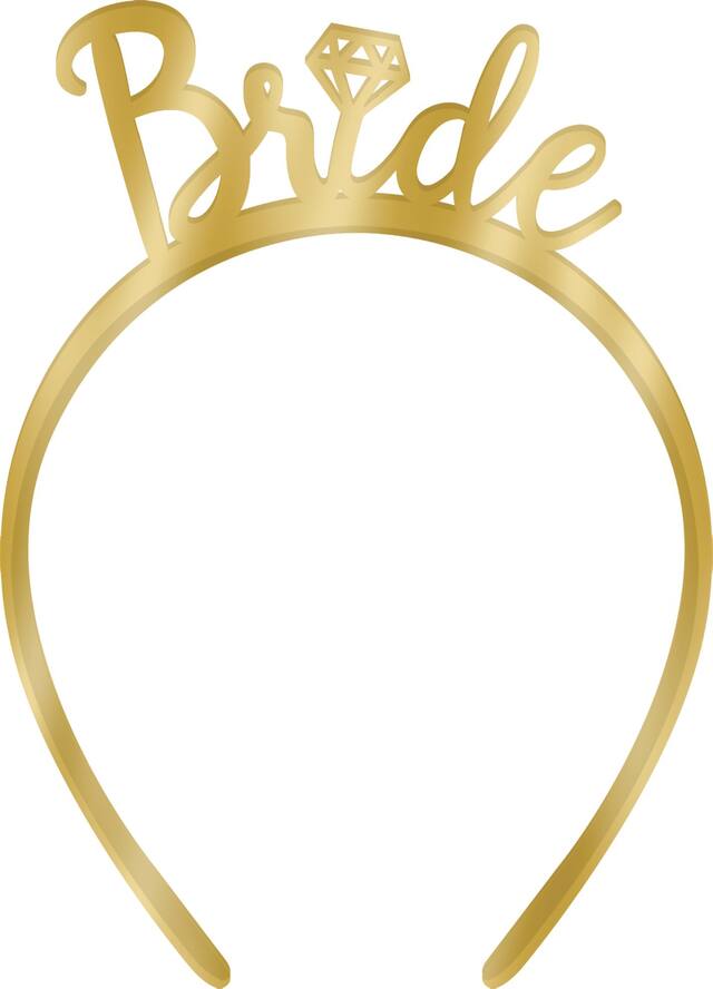 "Bride" Metallic Headband, Gold, One Size, Wearable Accessory for Wedding Shower/Bachelorette Party Front_Flat