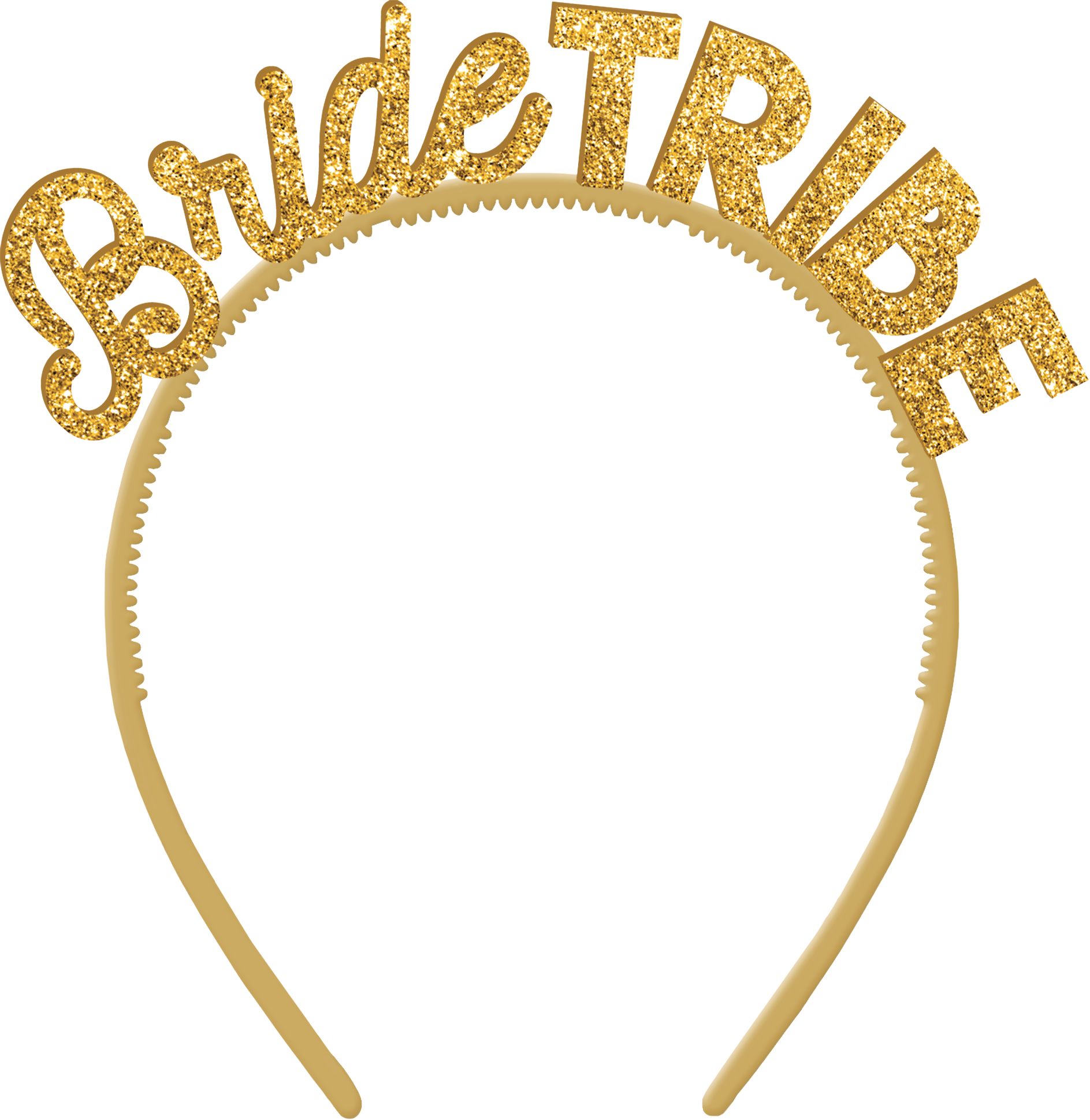 Gold Glitter Bride Tribe Headbands, 6-pk Front_Flat