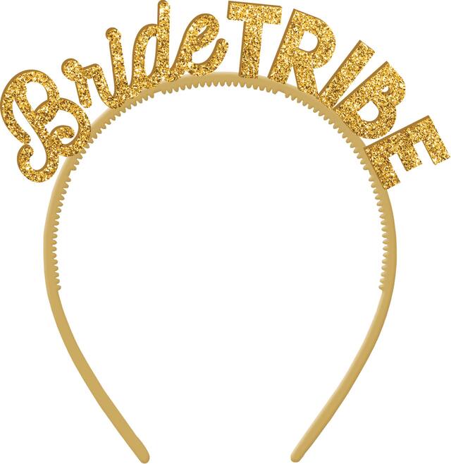 Gold Glitter Bride Tribe Headbands, 6-pk Front_Flat
