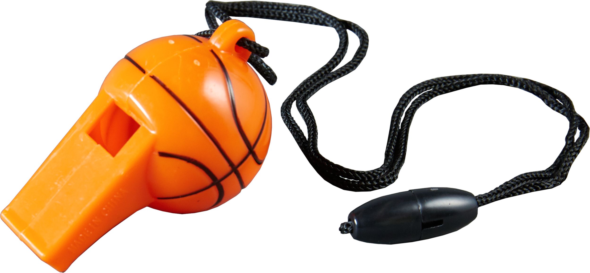 Basketball Blow Whistles with Lanyards, Black/Orange, One Size, 8-pk, Wearable Accessories for Sports Front_Angled_Left
