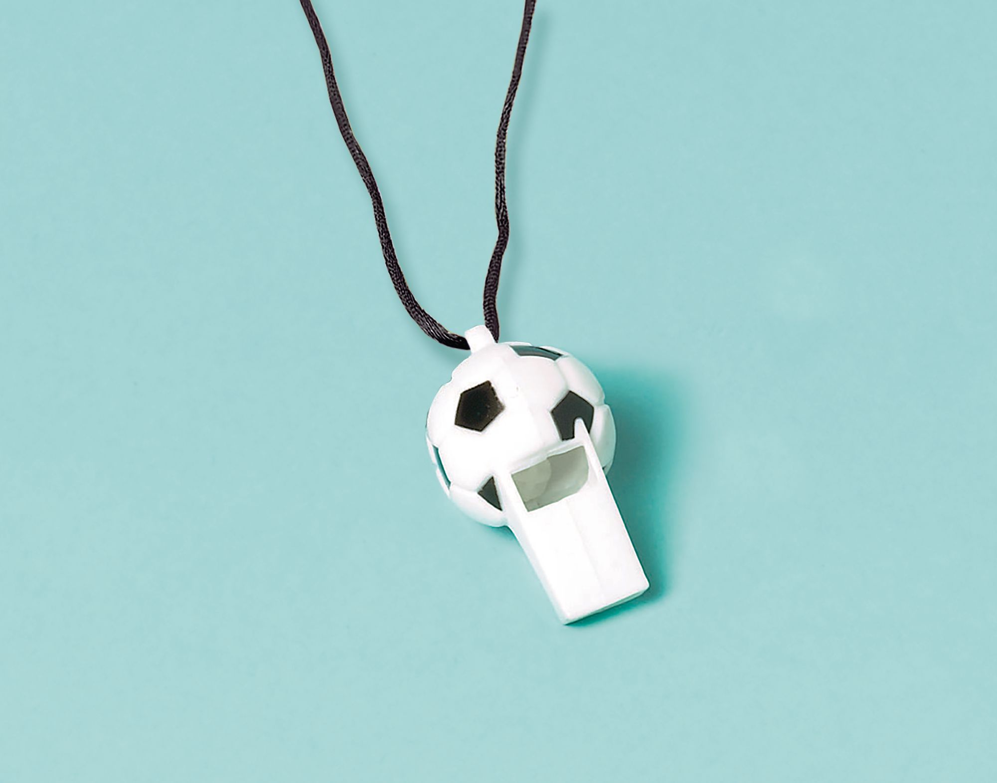 Soccer Blow Whistles with Lanyards, White/Black, One Size, 8-pk, Wearable Accessories for Sports Front_Angled_Right