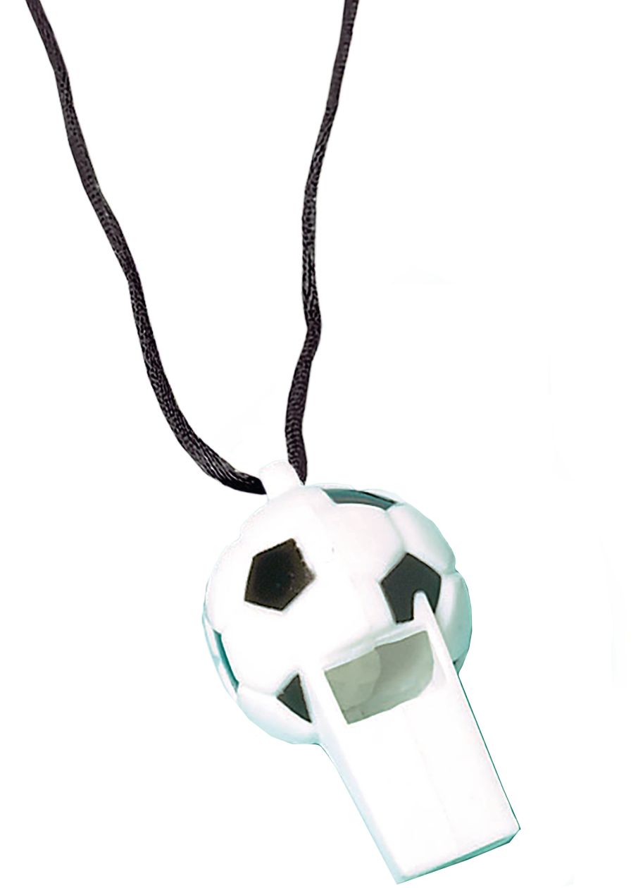 Soccer Blow Whistles with Lanyards, White/Black, One Size, 8-pk, Wearable Accessories for Sports Front_Angled_Right