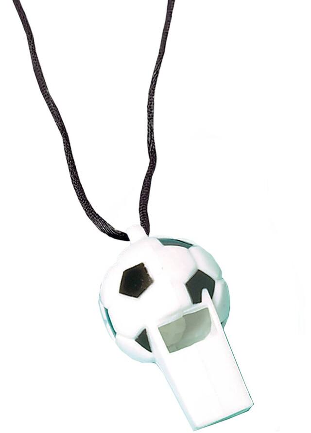 Soccer Blow Whistles with Lanyards, White/Black, One Size, 8-pk, Wearable Accessories for Sports Front_Angled_Right