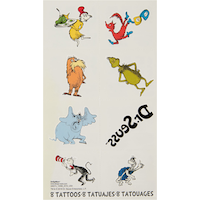 Dr Seuss Easy to Apply Tattoos for Birthday Party Favours, 1-Sheet Front_Flat