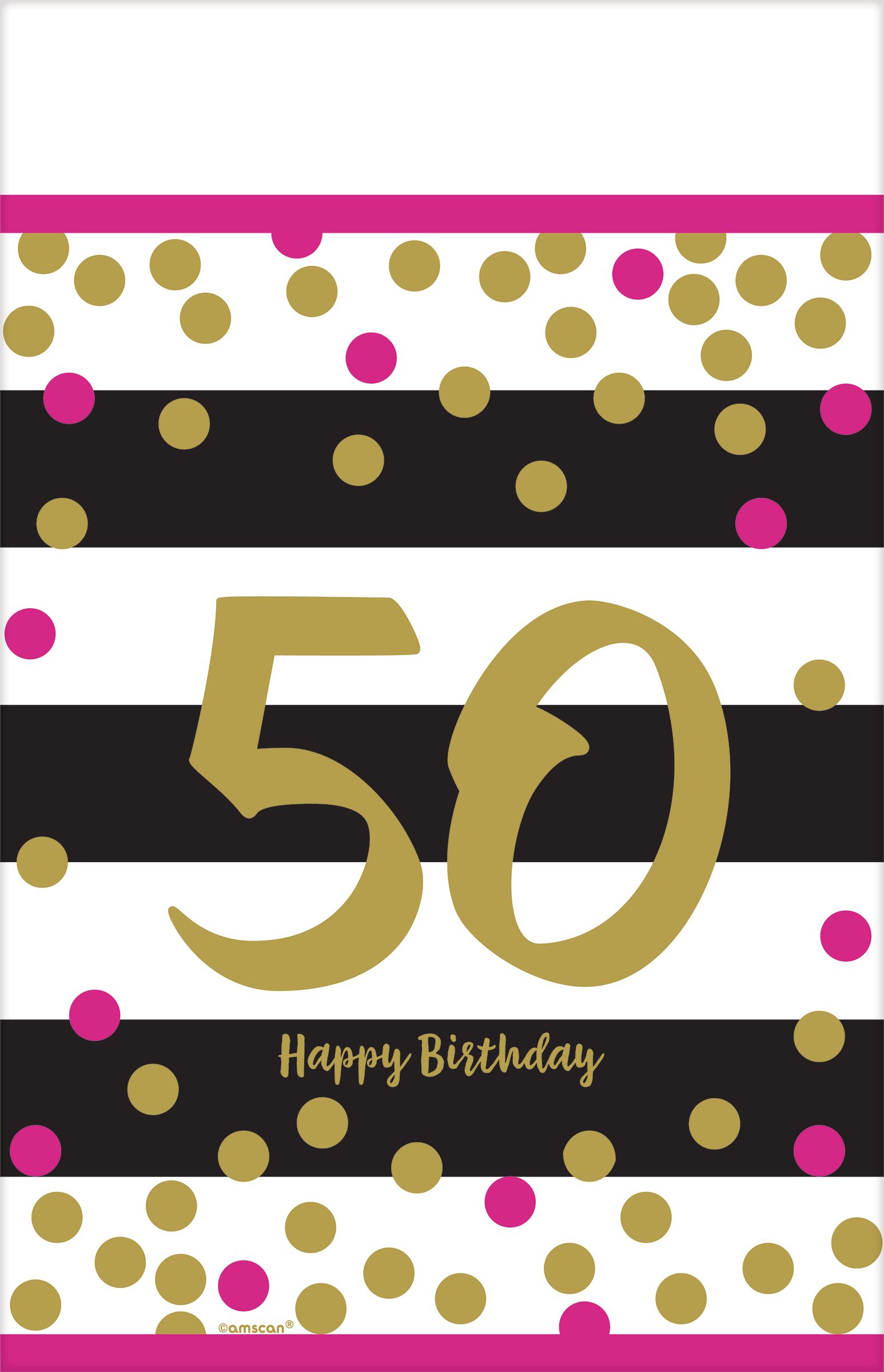 Nappe pour 50e anniversaire, rose et doré Front_Flat