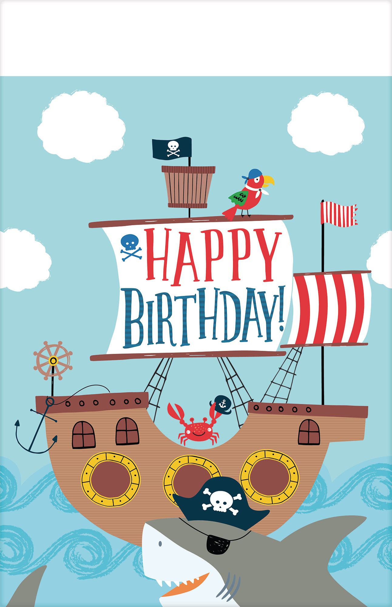 Pirate Shark Birthday Party Plastic Table Cover CloseUp