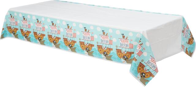 Nappe pour fête d'anniversaire en plastique requin pirate Front_Angled_Left