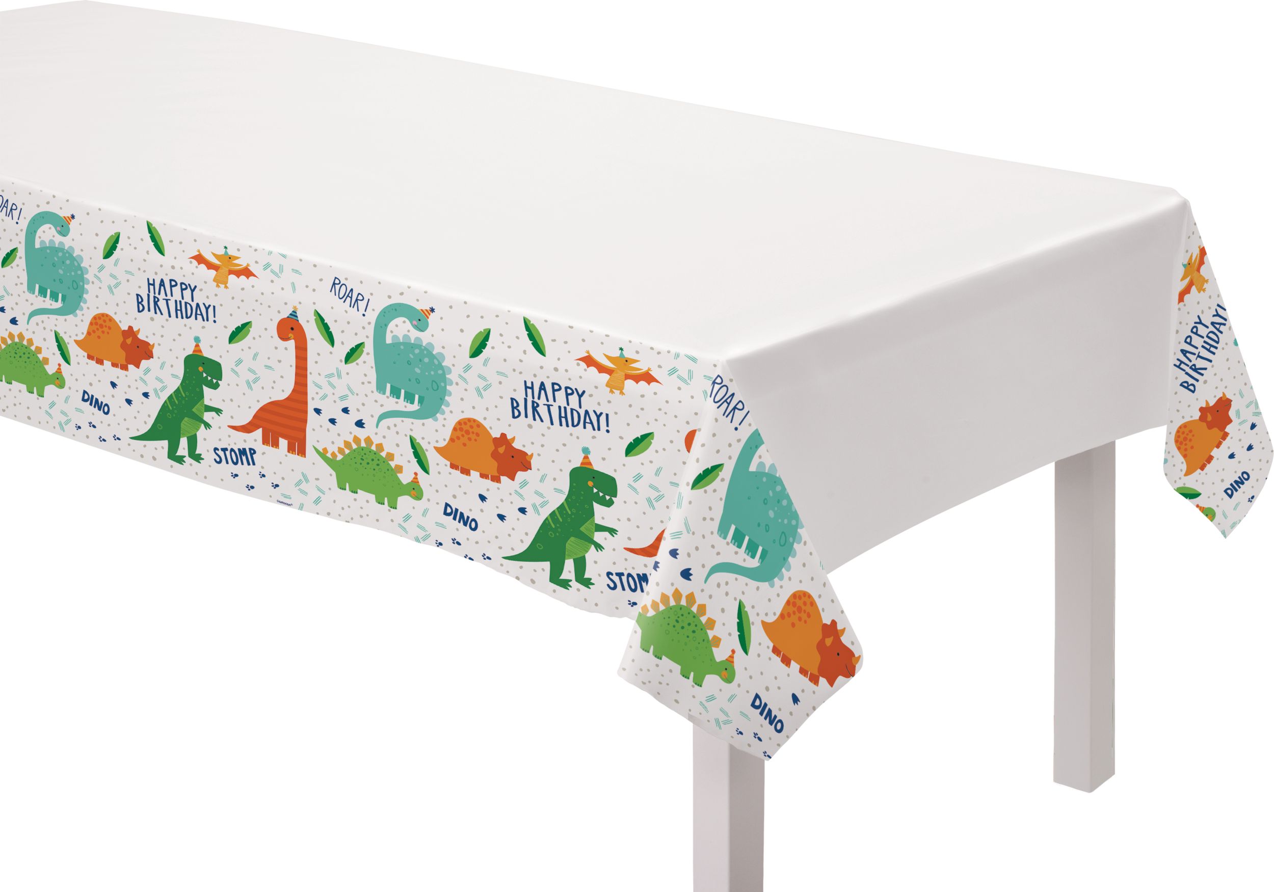 Nappe de table pour fête d'anniversaire, dinosaure Dino-Mite, 54 x 96 po CloseUp