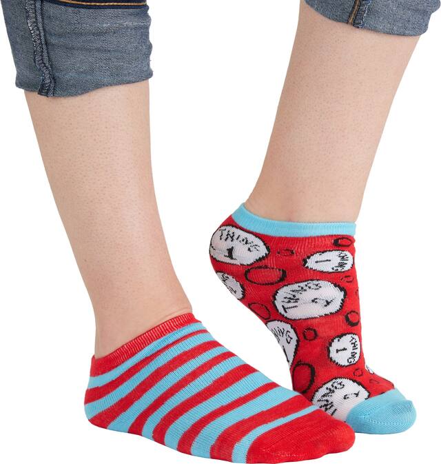 Chaussettes invisibles dépareillées Bidule 1 et Bidule 2 de Dr. Seuss pour adultes Front_Three_Fourths_Angled_Right