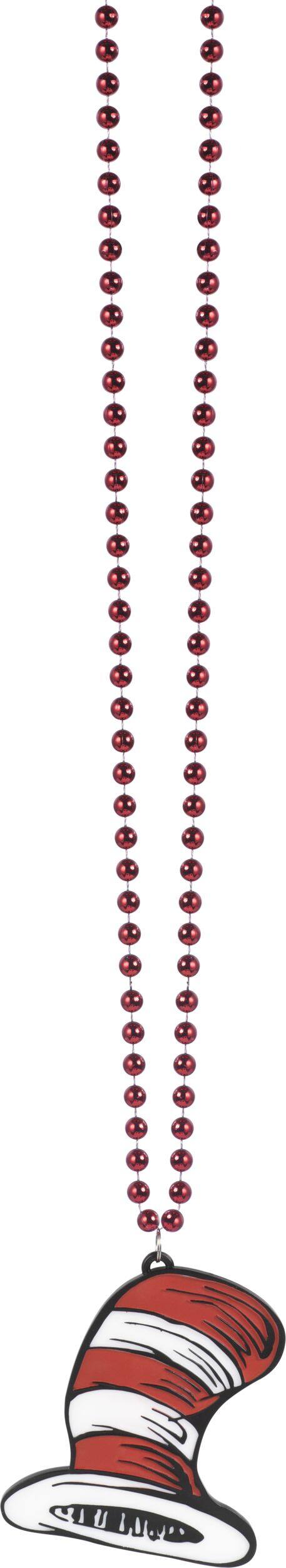 Dr. Seuss Cat in the Hat Pendant Bead Necklace, Ages 3+ Front_Flat