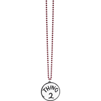 Collier à pendentif en perles Dr. Seuss Thing 1 et Thing 2, noir/rouge, 36 po, accessoire de costume à porter pour Halloween Front_Flat