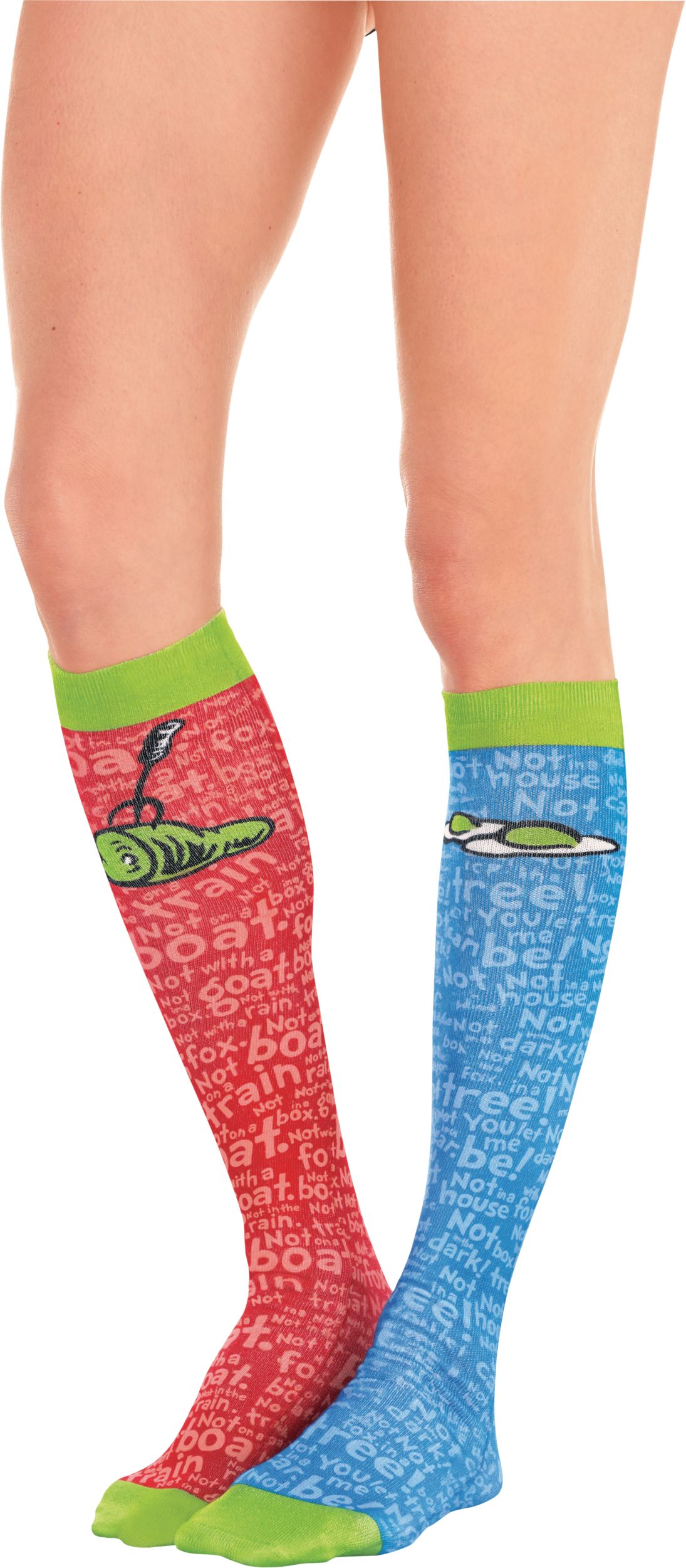 Chaussettes au genou Les oeufs verts au jambon de Dr. Seuss, adulte, taille unique Front_Angled_Left