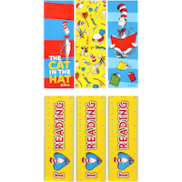 Dr. Seuss Cat in the Hat Bookmarks for Birthday Party Favours/Classrooms, 12-pk Overhead_Flat