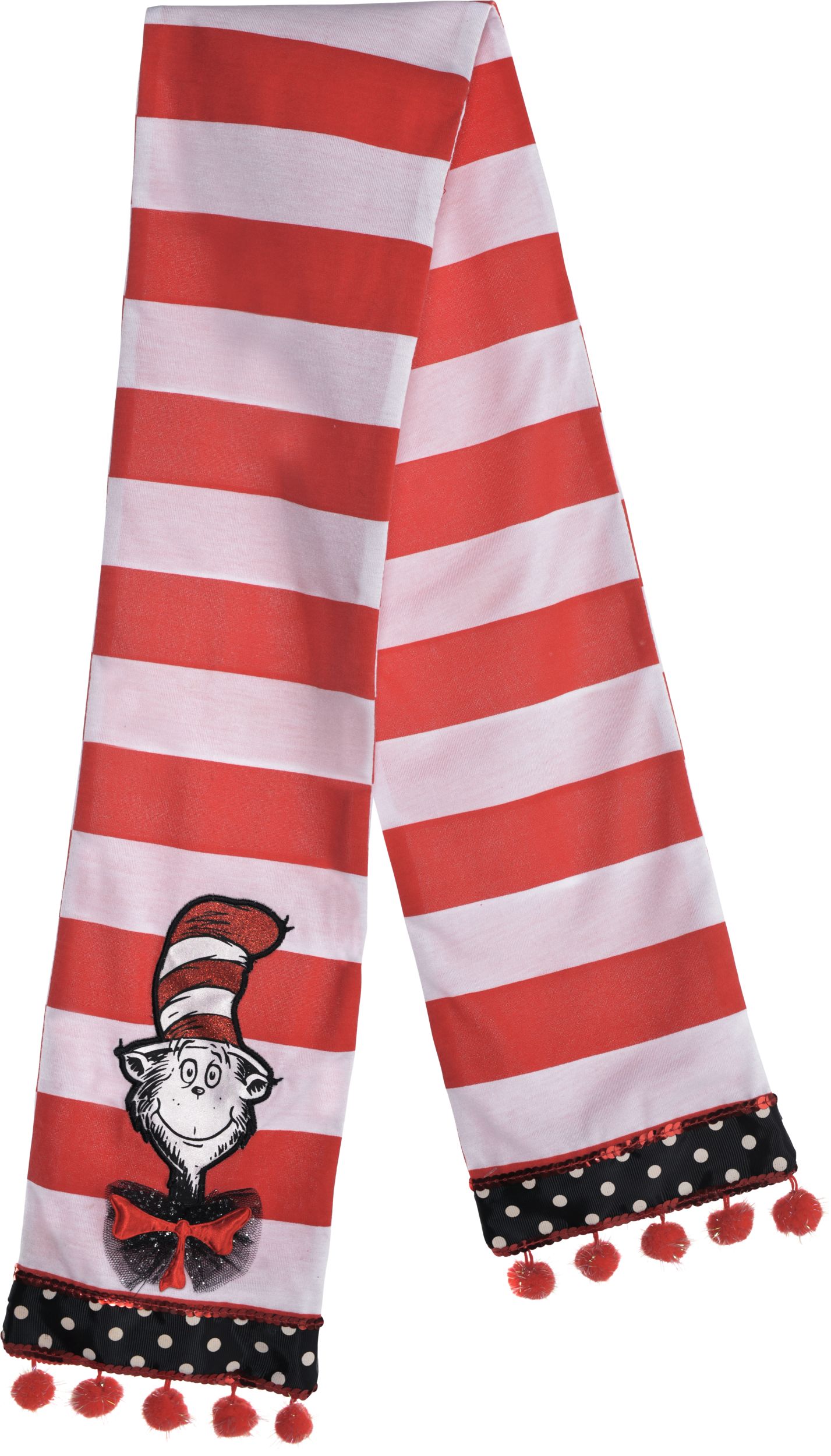 Dr. Seuss Cat in the Hat Scarf Overhead_Flat
