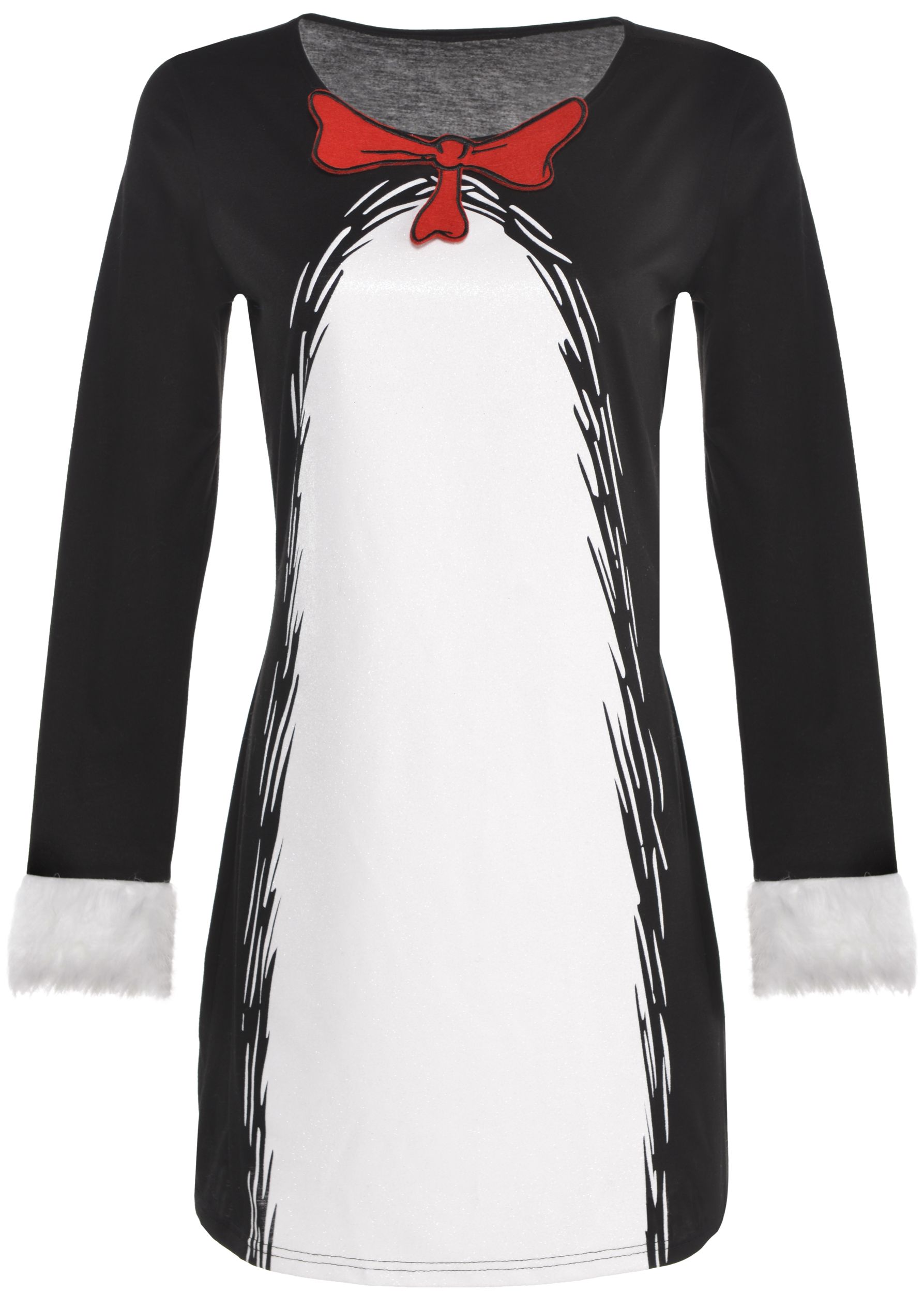 Robe à manches longues Le Chat dans le Chapeau de Dr Seuss, adultes Front_Flat