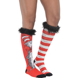Chaussettes dépareillées montant jusqu'aux genoux, Le Chat dans le Chapeau de Dr Seuss, adultes Front_Angled_Right