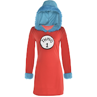 Dr. Seuss Adult Thing 1 & Thing 2 Hooded Long-Sleeve Dress Front_Flat