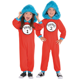 Costume une pièce pour enfant Dr. Seuss Chose 1 et Chose 2, bleu/rouge/blanc, plus d'options disponibles Front_Flat