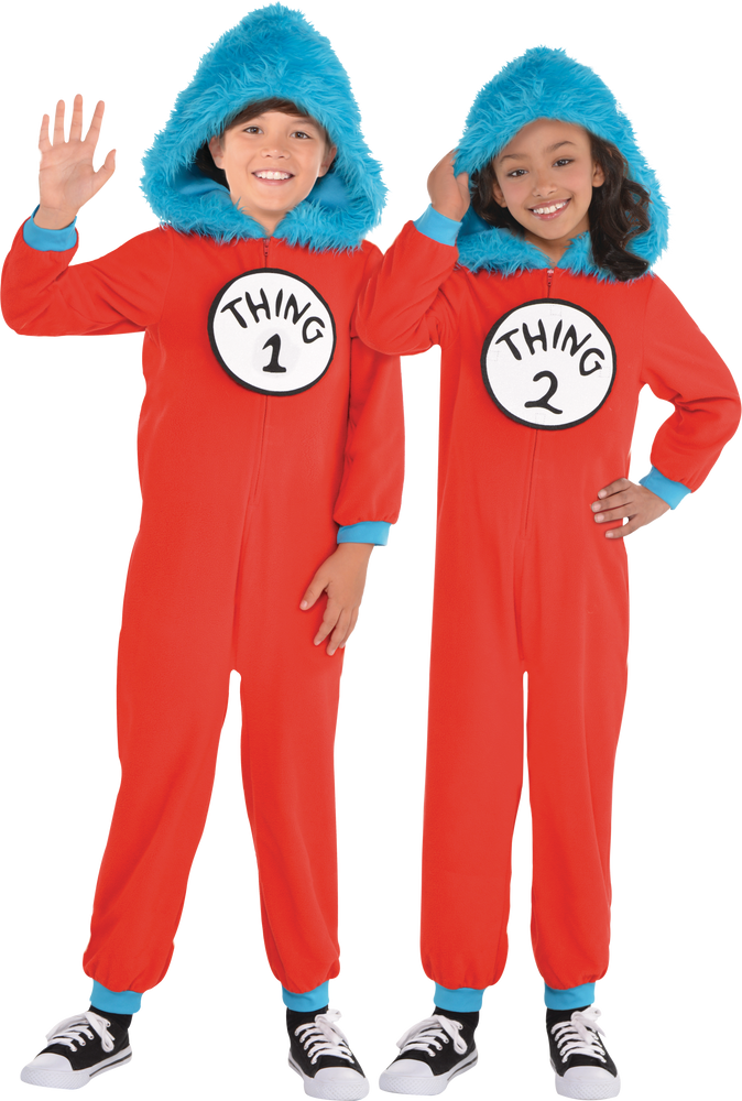 Kids' Dr. Seuss Thing 1 & Thing 2 One Piece Costume, Blue/Red/White ...