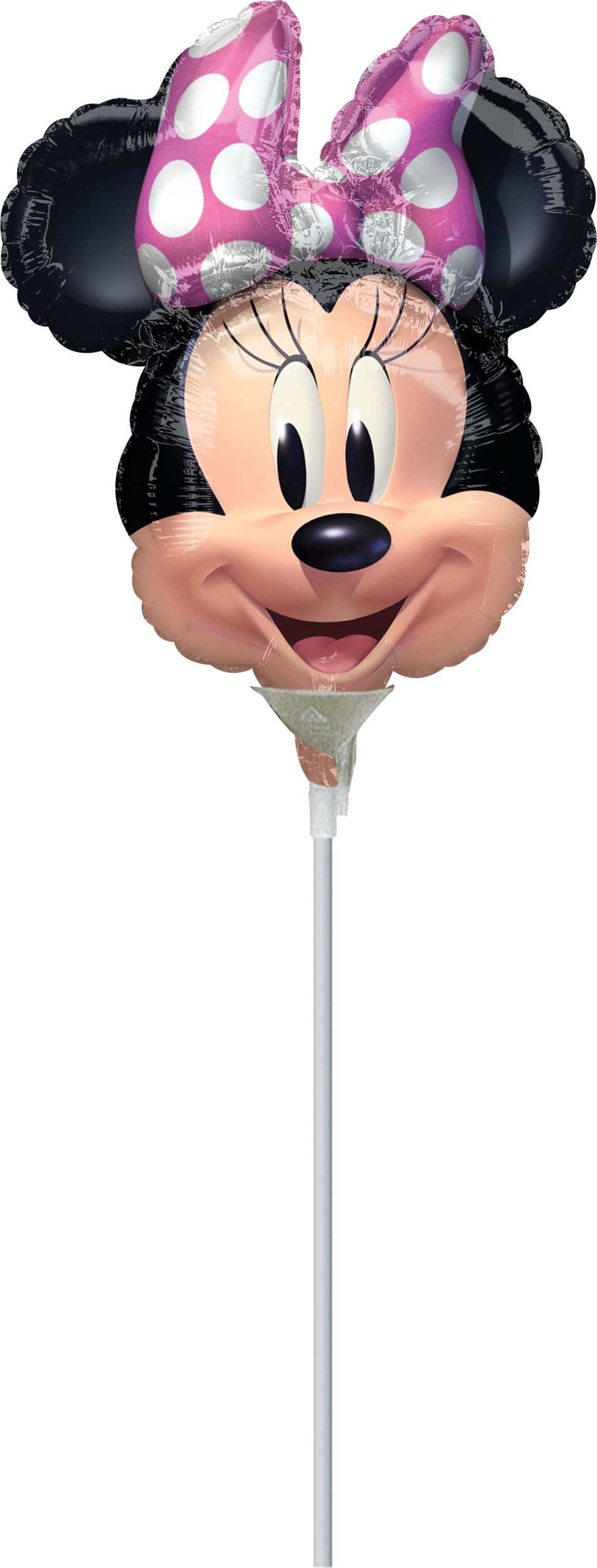 Mini ballon en aluminium satiné Disney Minnie Mouse, noir/havane, gonflé d'air, pour fête d'anniversaire Front_Flat