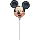 Disney Mickey Mouse Satin Mini-Shape Foil Balloon, Black/Tan, Air-Filled for Birthday Party Front_Flat