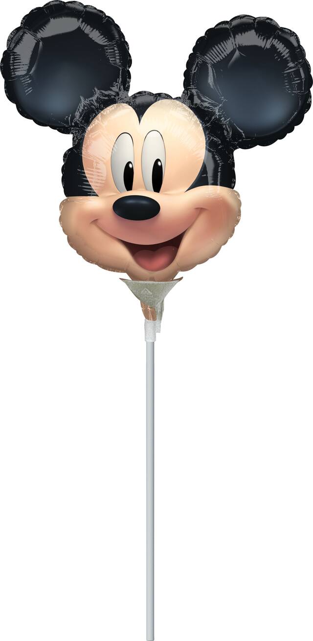 Disney Mickey Mouse Satin Mini-Shape Foil Balloon, Black/Tan, Air-Filled for Birthday Party Front_Flat
