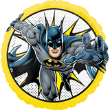 Ballon en aluminium satiné rond DC Batman, noir/jaune, 18 po, gonflement à l'hélium et ruban inclus, pour fête d'anniversaire Front_Flat