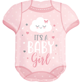 Ballon en aluminium satiné cache-couche It's A Baby Girl, rose, à pois, 24 po, gonflement à l'hélium et ruban inclus, pour fête prénatale Front_Flat