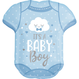 Ballon en aluminium satiné cache-couche It's A Baby Boy, bleu, à pois, 24 po, gonflement à l'hélium et ruban inclus, pour fête prénatale Front_Flat