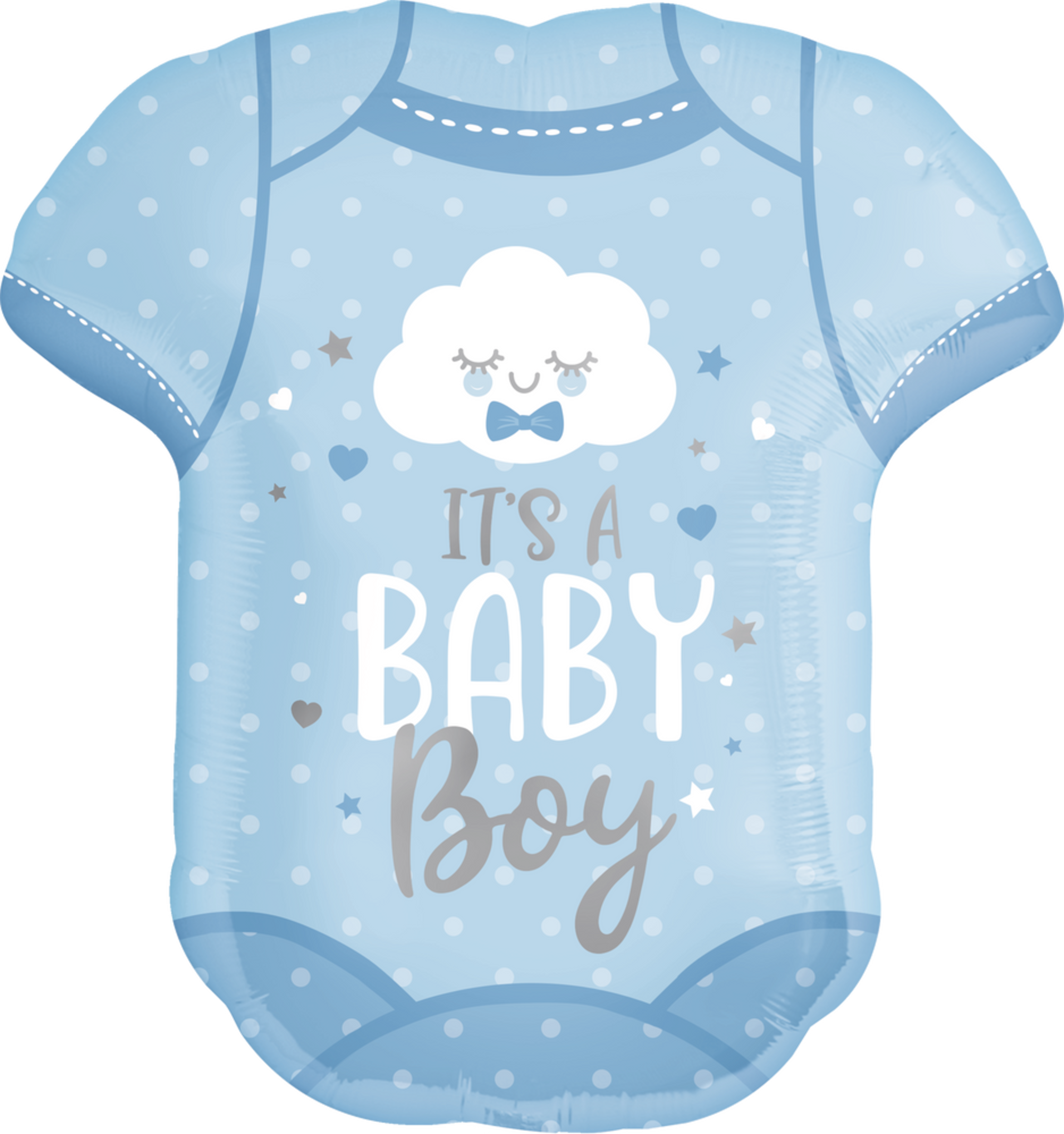 "It's a Baby Boy" Onesie Satin Foil Balloon, Blue, Polka Dot, 24in