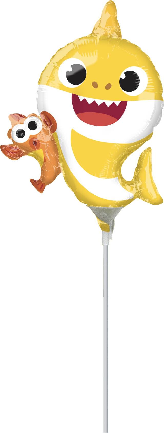 Baby Shark& Ninimo Satin Mini-Shape Foil Balloon, Yellow, Air-Filled for Birthday Party Front_Flat