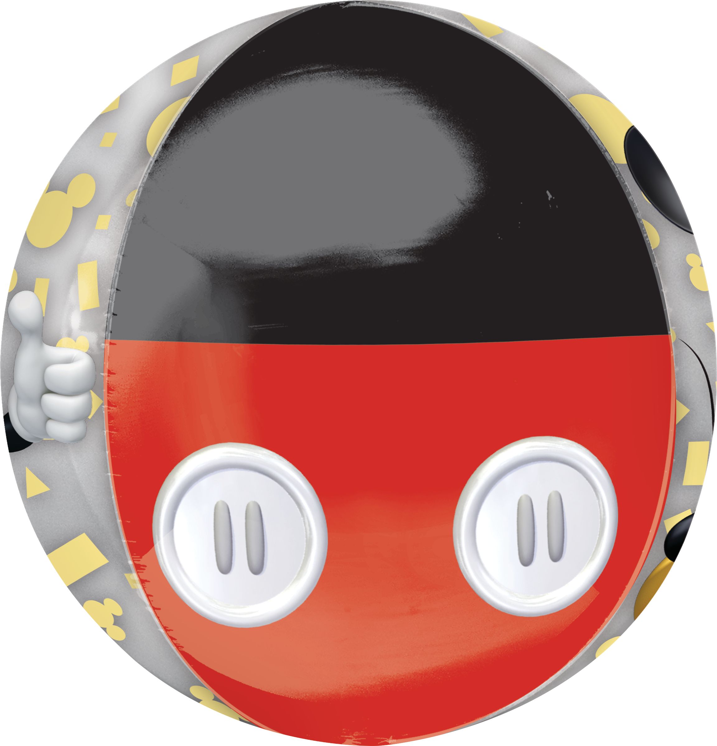 Disney Mickey Mouse Orbz Transparent Print Foil Balloon, Red/Black, 16-in, Helium Inflation & Ribbon Included for Birthday Party Front_Flat