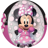 Ballon en aluminium transparent à imprimé Orbz Disney Minnie Mouse, rose, à pois, 16 po, gonflement à l'hélium et ruban inclus, pour fête d'anniversaire Front_Flat