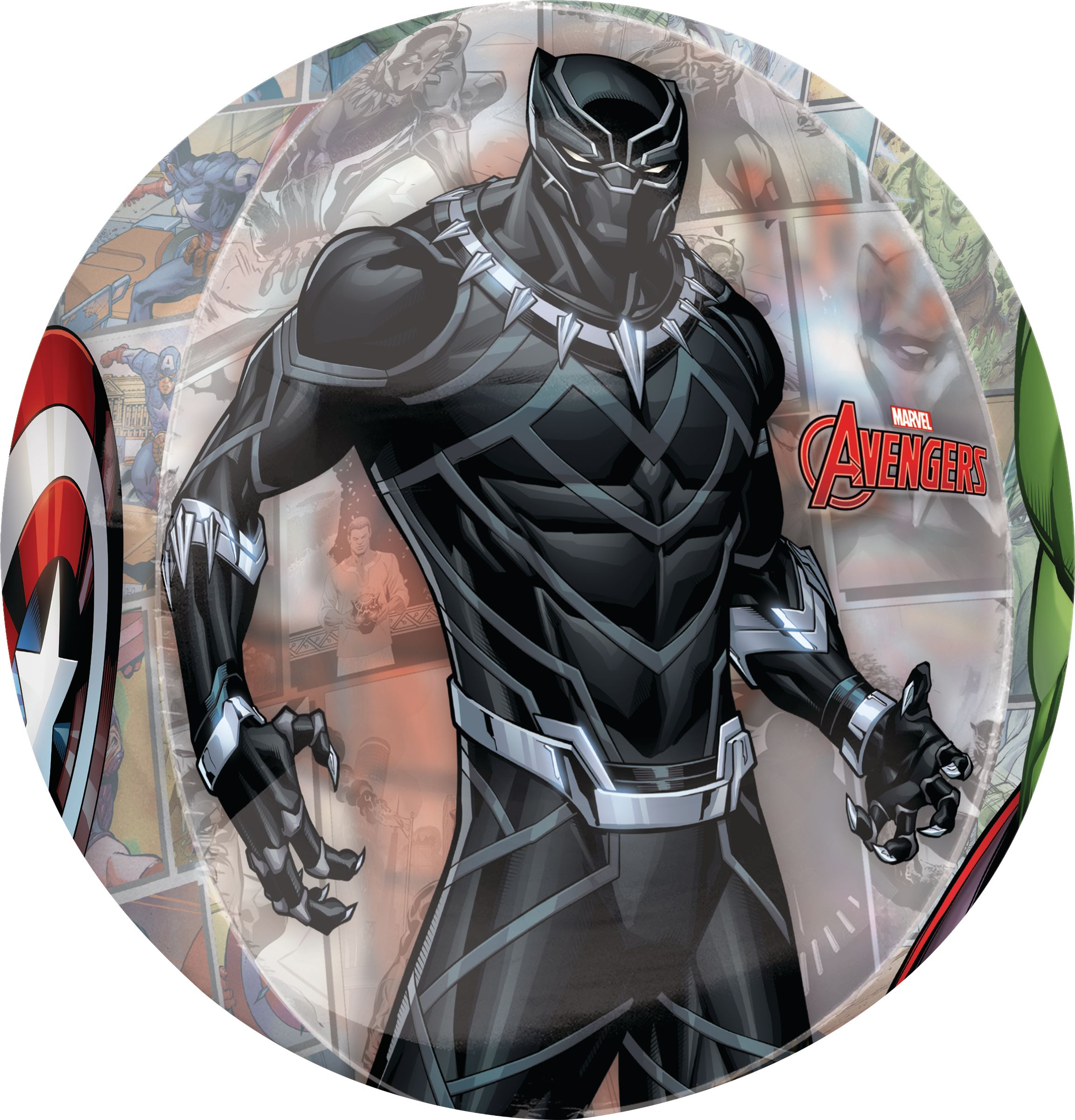 Ballon en aluminium transparent à imprimé Orbz Disney Marvel Avengers, multicolore, 16 po, gonflement à l'hélium et ruban inclus, pour fête d'anniversaire Front_Flat