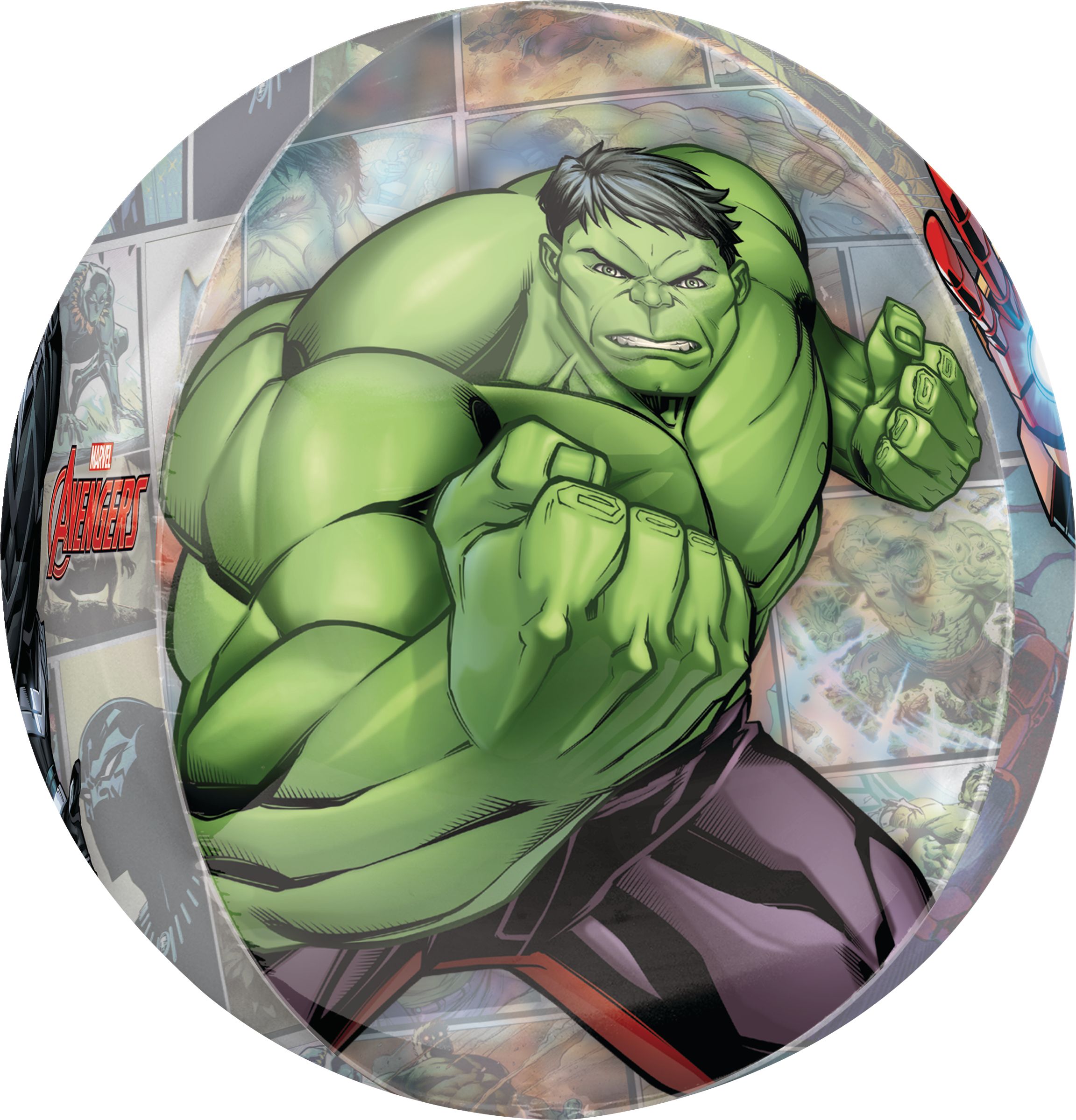 Ballon en aluminium transparent à imprimé Orbz Disney Marvel Avengers, multicolore, 16 po, gonflement à l'hélium et ruban inclus, pour fête d'anniversaire Front_Flat