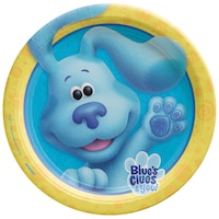 Nickelodeon Blue's Clues Round Paper Disposable Lunch Plates, Blue/Yellow, 9-in, 8-pk, for Birthday Party Overhead_Flat