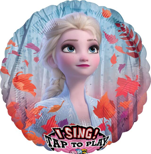 Ballon « Sing Frozen 2 Balloon » idéal pour la fête d’anniversaire, gonflage à l’hélium inclus, 28 po Front_Flat