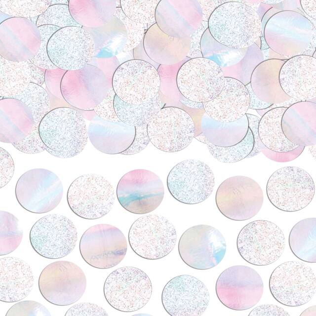 Round Confetti Table Scatter Decoration, Iridescent, 1.2-oz, for Birthday Party Front_Flat