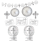 Décorations de salle, jour saint, croix argentée, paq. 10 Front_Flat