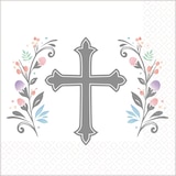 Silver Cross Holy Day Beverage Napkins, 36-pk Overhead_Flat