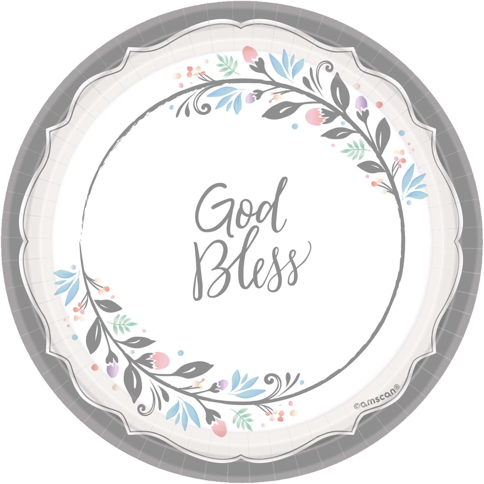 God Bless Holy Day Paper Dessert Plates, 18-pk Overhead_Flat