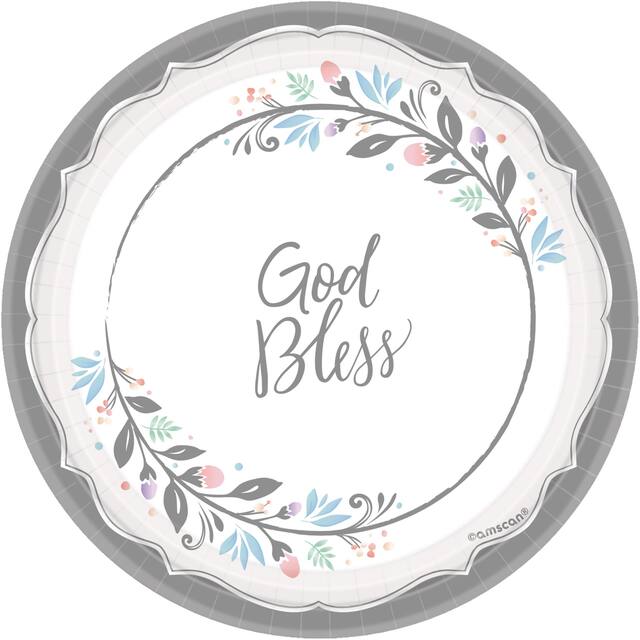 God Bless Holy Day Paper Dessert Plates, 18-pk Overhead_Flat