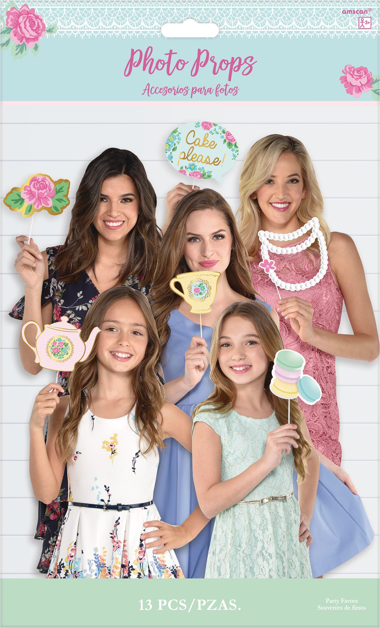 Tea Party Photo Booth Props, 13-pk Front_Flat