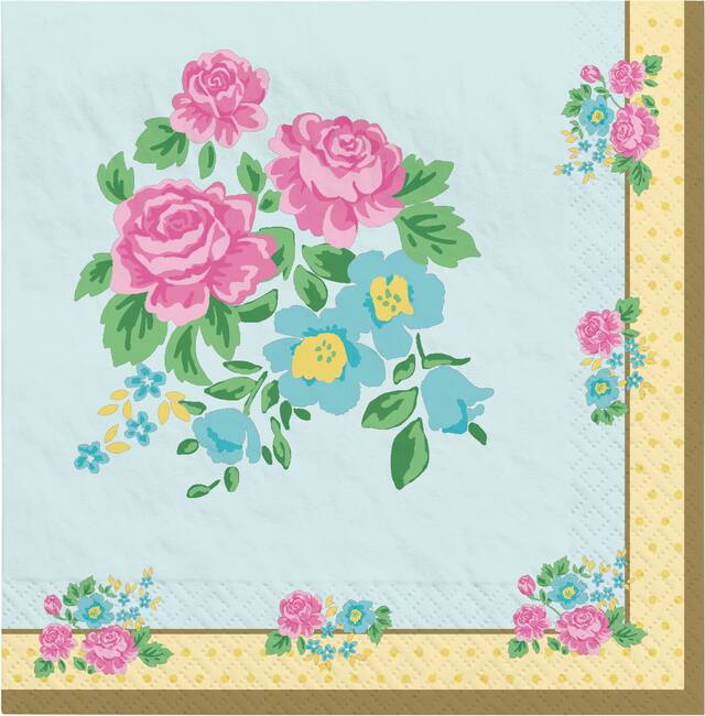 Tea Party Lunch Napkin, 16-ct Overhead_Flat